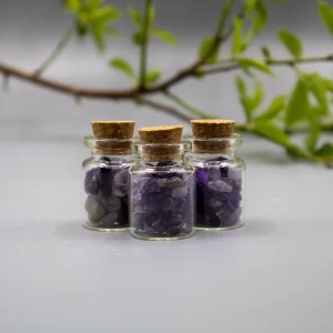 Mini Glas Flaske m. Chips - Ametyst - SoulCandy.dk