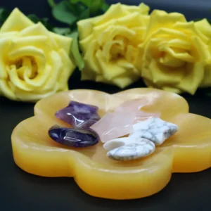 Orange Calcit Blomster Skål (1)